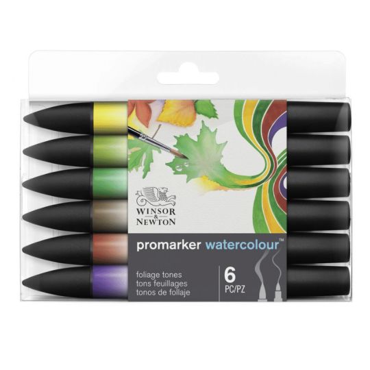 Coffret 6 feutres Aquarelle Promarker Tons Feuillages Winsor & Newton