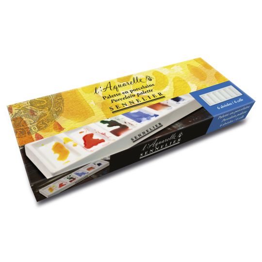 Palette porcelaine 6 creux 7,8 x 19,5 Sennelier