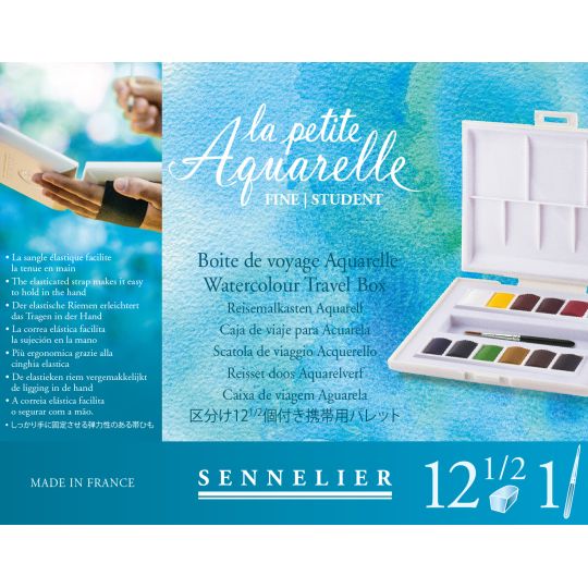 Boite de voyage « la petite aquarelle » 12 ½ godets aquarelle fine Sennelier