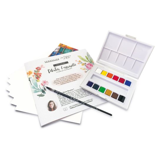 Kit "Fleurs Débuter l'aquarelle" Matériel et conseils de Marie Boudon par Sennelier