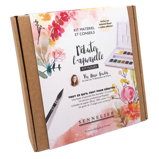 Kit "Fleurs Débuter l'aquarelle" Matériel et conseils de Marie Boudon par Sennelier