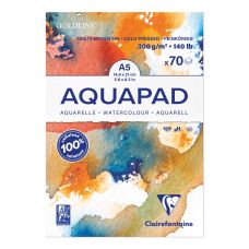 Bloc collé 1 côté Aquapad A5 14,8x21 300g 70f grain moyen fin Clairefontaine