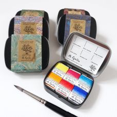 Mini boîte "Essential" 6 ½ godets aquarelles en métal  A. Gallo