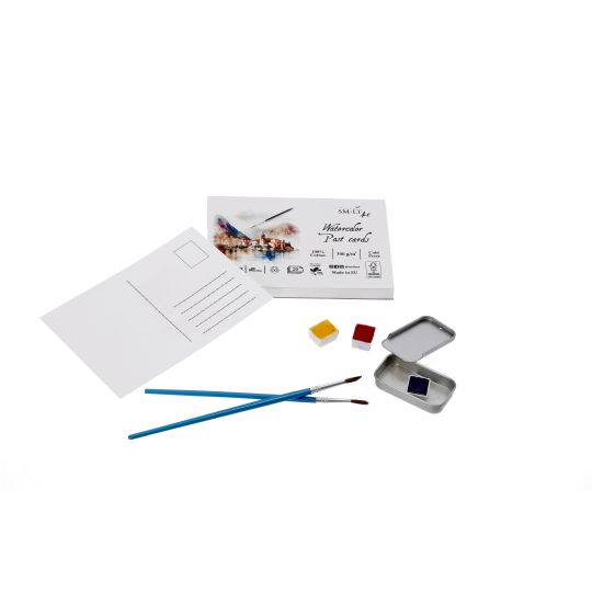 Bloc aquarelle cartes postales 100% coton SMLT 10,5 x 14,7 300g 20 cartes grain fin