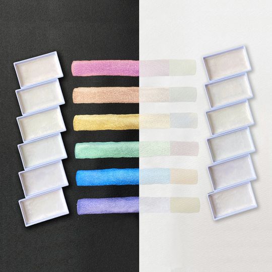 Coffret teintes opales 6 godets japonais aquarelle Gansai Tambi Kuretake