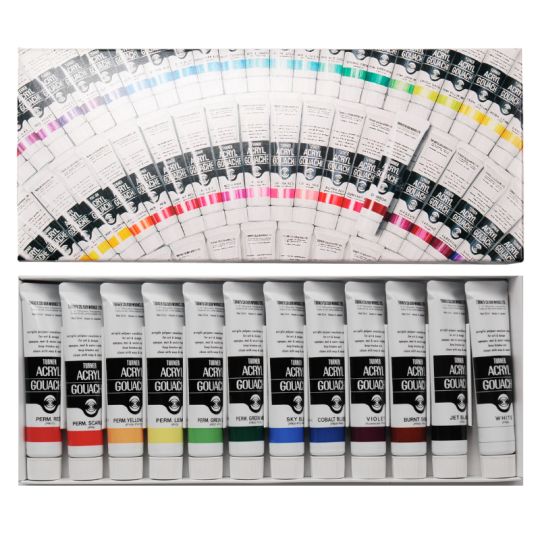 Coffret 12 Tubes 20 ml acryl-gouache en carton Turner