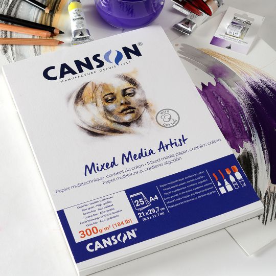Bloc mixed media Artist Canson A4 21x29.7 300g 25f grain fin