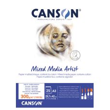 Bloc mixed media Artist Canson A3 29.7X42 300g 25f grain fin