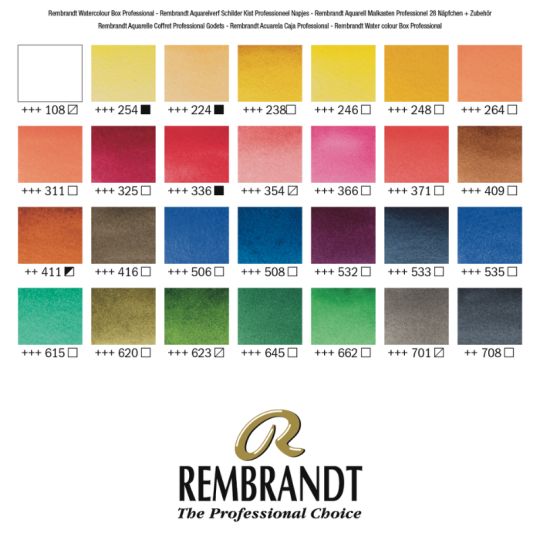 Coffret bois Professional 28 1/2 godets & Accessoires Rembrandt
