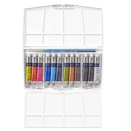Boîte 12 tubes 8ml aquarelle pinceau en plastique Cotman W&N