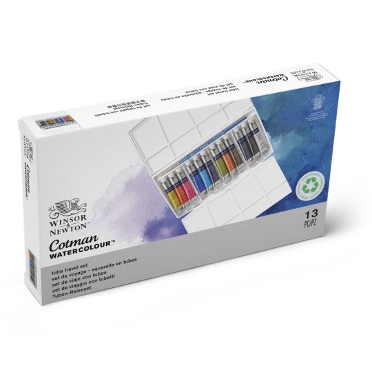 Boîte 12 tubes 8ml aquarelle pinceau en plastique Cotman W&N