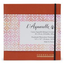 Carnet aquarelle entoilé spiralé 20x20 300g 20f Sennelier