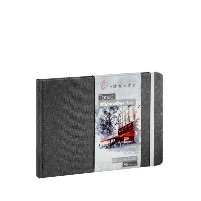 Toned Watercolour book Hahnemühle gris A5 paysage 200g 60 pages grain fin