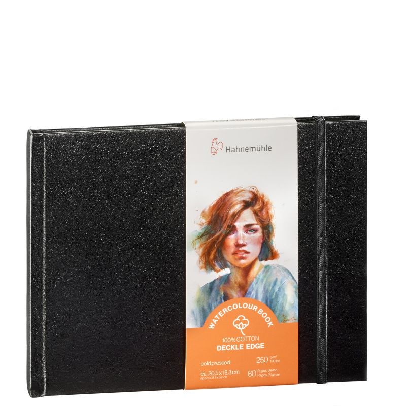 Carnet frangé watercolour book deckle edge Hahnemühle 20,5 x 15,3 Paysage  250g 30f grain fin