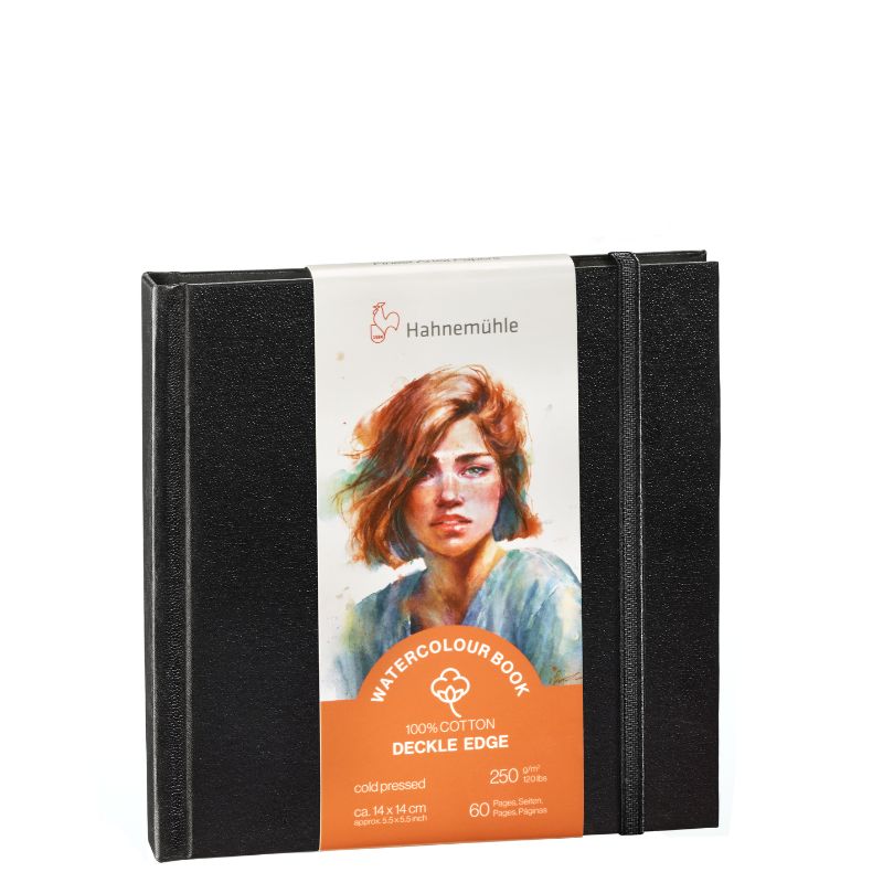 Carnet frangé watercolour book deckle edge Hahnemühle 14 x 14 Carré  250g 30f grain fin