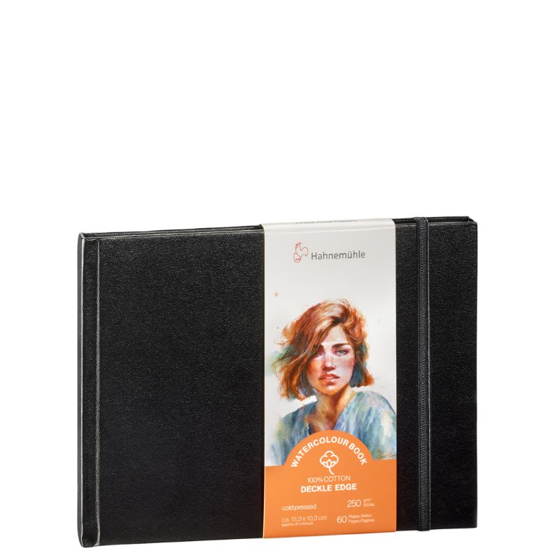 Carnet frangé watercolour book deckle edge Hahnemühle 15,3 x 10,3 Paysage  250g 30f grain fin