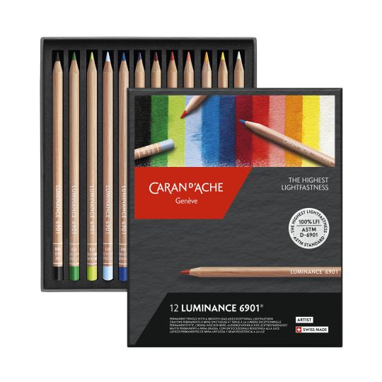 Coffret 12 crayons permanents Luminance 6901 en carton Caran d'Ache