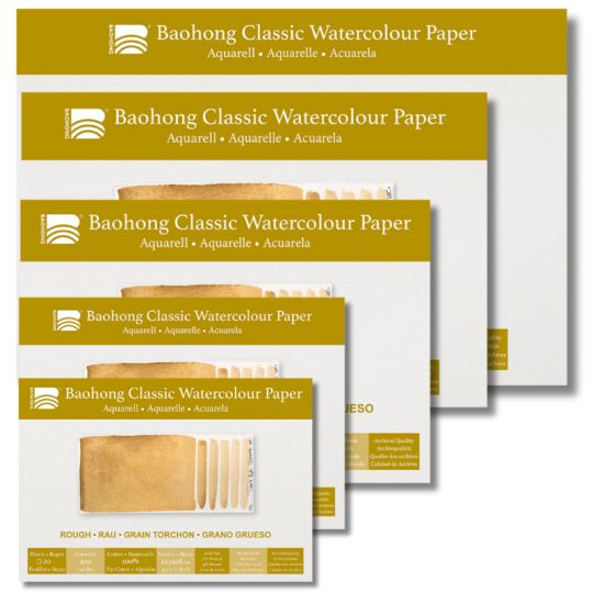 Bloc aquarelle Classic Baohong 18x26 300g 20f grain torchon