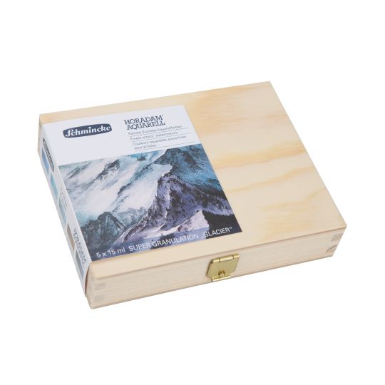 Coffret Glacier 5 tubes 15ml aquarelle super-granuleuses Horadam en bois Schmincke