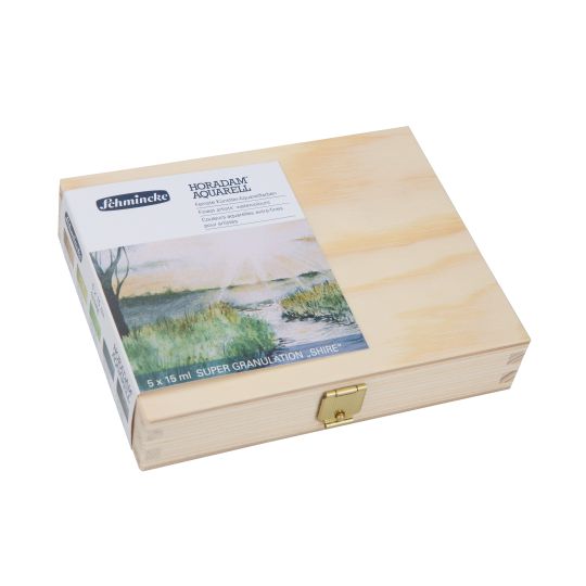 Coffret Plaine 5 tubes 15ml aquarelle super-granuleuses Horadam en bois Schmincke