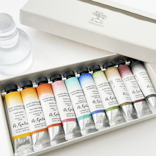Coffret "Naturale" 10 tubes 10ml aquarelles en carton A. Gallo