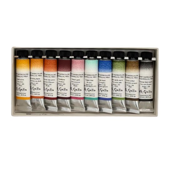 Coffret "Naturale" 10 tubes 10ml aquarelles en carton A. Gallo