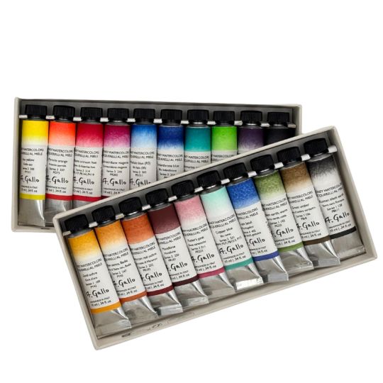 Coffret "Signature" 10 tubes 10ml aquarelles en carton A. Gallo