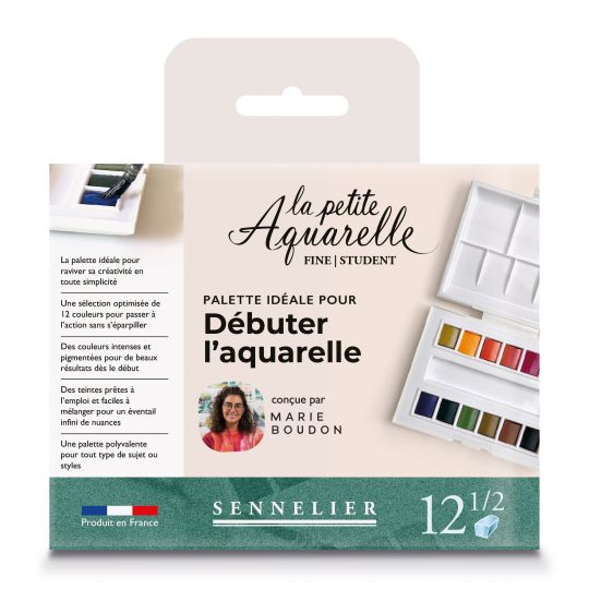 Palette aquarelle fine débutant « la petite aquarelle » par Marie Boudon 12 ½ godets Sennelier