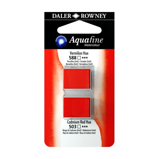 Vermillon (Imit) et Rouge de Cadmium (Imit) - ½ godets Aquafine Daler Rowney
