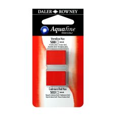 Vermillon (Imit) et Rouge de Cadmium (Imit) - ½ godets Aquafine Daler Rowney