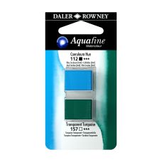 Bleu de céruleum (Imit) et Turquoise transparent - ½ godets Aquafine Daler Rowney