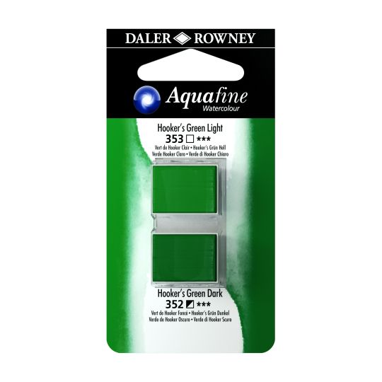 Vert clair de Hooker et Vert foncé de Hooker - ½ godets Aquafine Daler Rowney