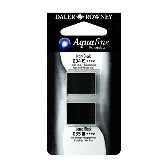 Noir Ivoire et Noir Bougie - ½ godets Aquafine Daler Rowney