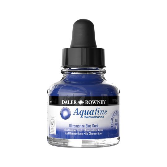 Bleu Outremer Foncé - encre aquarelle Aquafine 29,5ml Daler Rowney