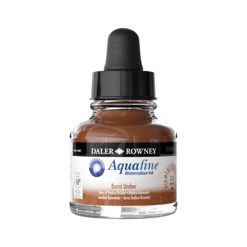 Terre d'Ombre Brûlée - encre aquarelle Aquafine 29,5ml Daler Rowney