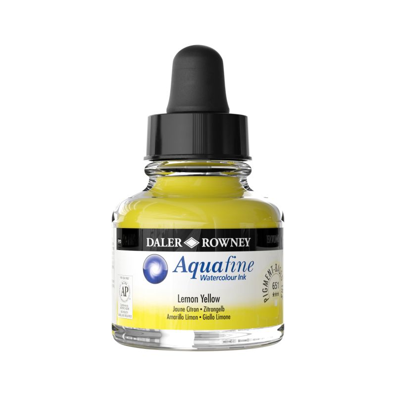 Jaune Citron - encre aquarelle Aquafine 29,5ml Daler Rowney