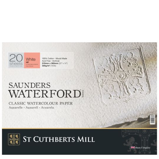 Bloc collé 4 côtés Waterford 36x51 300g 20 f grain satiné