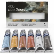 Boîte couleur métallique 6 tubes 8ml aquarelle en carton Cotman W&N