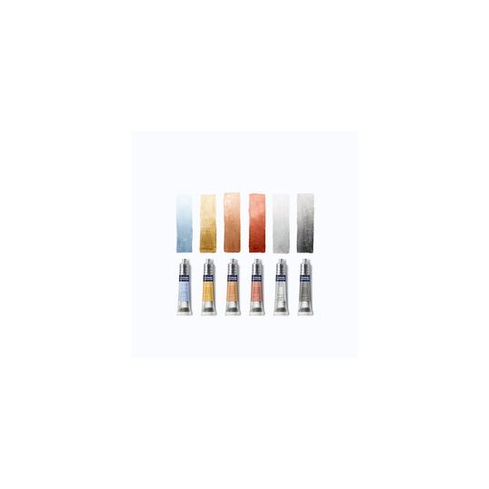 Boîte couleur métallique 6 tubes 8ml aquarelle en carton Cotman W&N