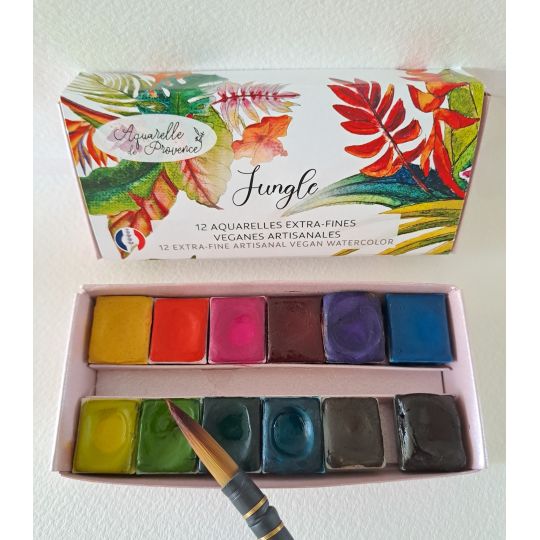 Palette Jungle 12 ½ godets aquarelles extra-fines véganes Aquarelle de Provence