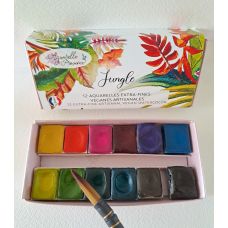 Palette Jungle 12 ½ godets aquarelles extra-fines véganes Aquarelle de Provence