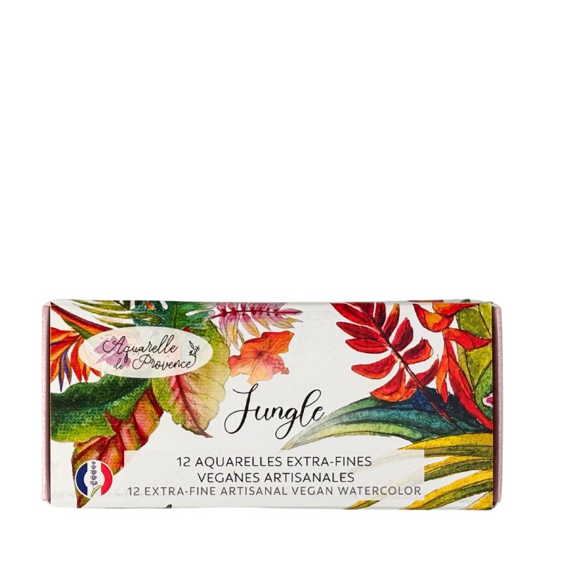 Palette Jungle 12 ½ godets aquarelles extra-fines véganes Aquarelle de Provence