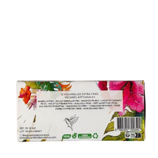 Palette Jungle 12 ½ godets aquarelles extra-fines véganes Aquarelle de Provence