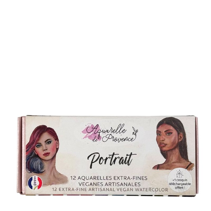Palette Portrait 12 ½ godets aquarelles extra-fines véganes Aquarelle de Provence