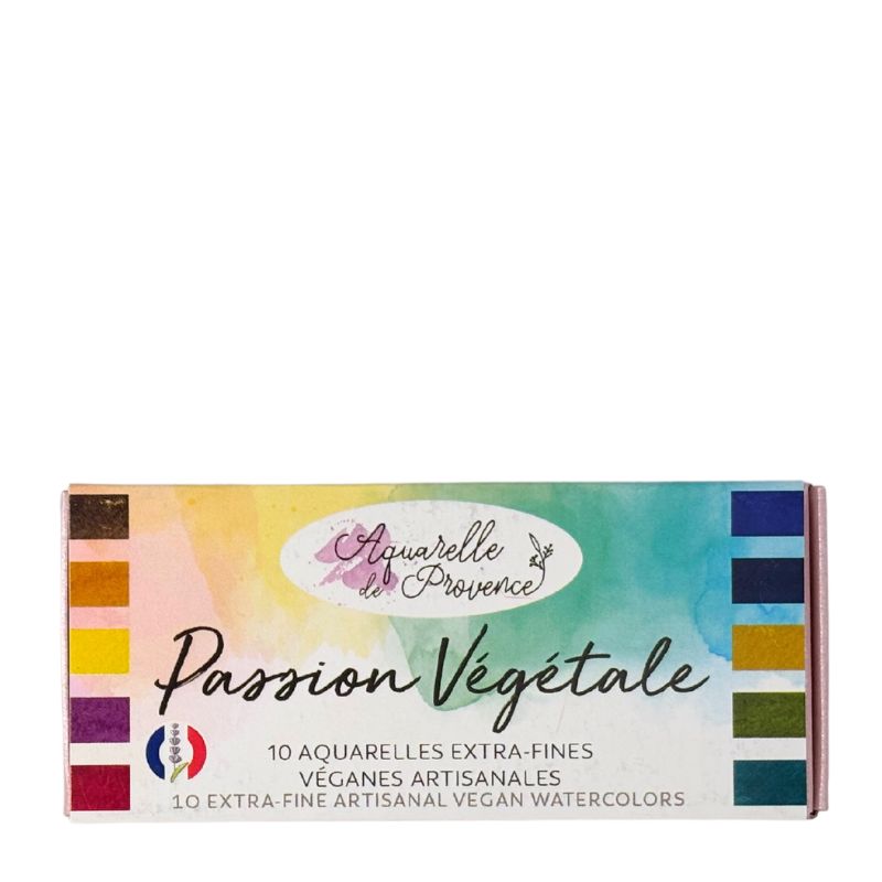 Palette Passion Végétal 10 ½ godets aquarelles extra-fines véganes Aquarelle de Provence