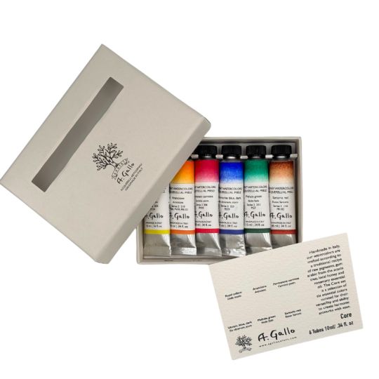 Coffret "Lake pigments" 6 tubes 10ml aquarelles en carton A. Gallo