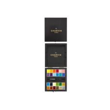Coffret de voyage noir 24½ godets aquarelles extra-fines en bois + pinceau Charvin