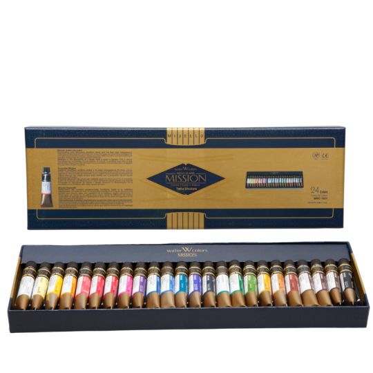 Coffret 24 Tubes 7ml aquarelle mission gold class extra-fines en carton Mijello
