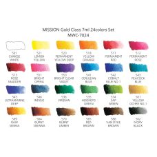 Coffret 24 Tubes 7ml aquarelle mission gold class extra-fines en carton Mijello