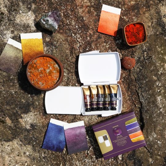 Coffret Automne 5 Tubes 15ml aquarelle granuleuse mission gold class en plastique Mijello
